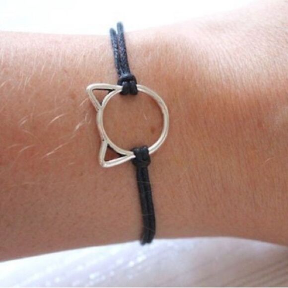Cat Silhouette Rope Bracelet - Picture 1 of 9